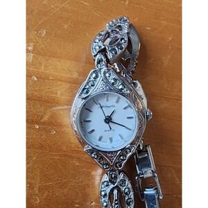 Vintage Afterthoughts Silver Tone Marcasite Filigree Quartz Watch Adamo 5451